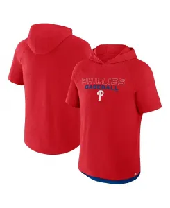 Мужская красная толстовка с капюшоном Philadelphia Phillies Clubhouse Optimal Play реглан с короткими рукавами Fanatics