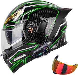 Шлем мотоциклетный Lnpadp Ql8001tk, черный / зеленый