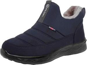 Женские зимние снегоступы с утеплителем и меховой подкладкой, водонепроницаемые ботинки на липучке, утепленные наружные обувные, удобные нескользящие ботинки для женщин Generic, темно-синий