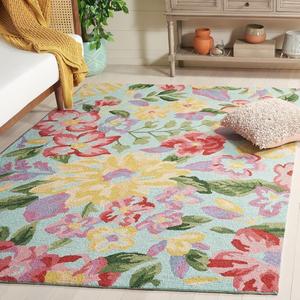 Ковер SAFAVIEH, 153 x 244 см, Easy Care Collection - Blue & Pink, ручной работы, цветочный дизайн, идеален для помещений с высокой проходимостью в гостиной, спальне, столовой (ECR306L-5)