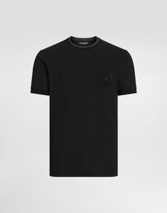 Техническая футболка из пике с вышивкой DOLCE & GABBANA, черный