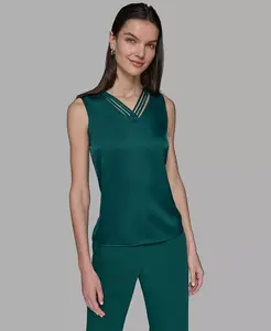 Женская блузка без рукавов с V-образным вырезом KARL LAGERFELD PARIS, зеленый