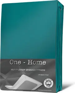 Простыня на резинке из джерси, мягкий плотный хлопок на резинке по всему периметру, цвет: петроль, размер: 140х200 см - 160х220 см One-Home