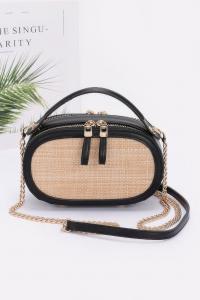 Искусственная соломенная боулинг-сумка FASHNZFAB, черный