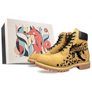 Мужские ботинки Timberland Martin кастомизированные "Летучий леопард", оранжевый