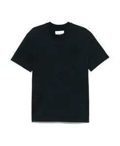 Синяя хлопковая футболка с круглым вырезом и карманом Jil Sander, черный