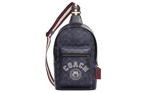 Кроссбоди из вощеного холста с кожаной отделкой, наплечная сумка через плечо Trumpets Men's Denim & Chalk White COACH