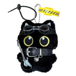 AIZIYUO Плюшевый кулон Healing Punk Cool Black Cat Playing Guitar высотой 10,5 см