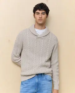 Мужской джемпер с шалевым воротником Easy Wear, бежевый