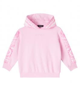 Барокко хлопковый флисовый худи Versace Kids, Pastel Pink + Ivory