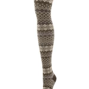 Горизонтальные бриллиантовые свитер-леггинсы из хлопковой смеси Memoi, Brown Heather