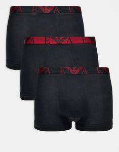 Упаковка из 3-х больших боксеров Emporio Armani черного и красного цветов с логотипом