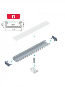 LED Line Угловой алюминиевый профиль для светодиодов PD-C, 1 метр, серебристый