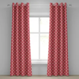 Шторы на люверсах ABAKUHAUS в ретро-стиле, винтажный ностальгический узор в виде ромашковых точек, декоративные двухпанельные шторы, 280 см x 225 см, цвет: бархатцы, белый, розовый