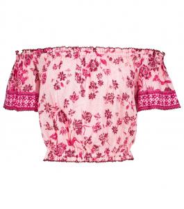 Блузка Camilla с цветочным принтом и открытыми плечами Poupette St Barth, Pink Grasse