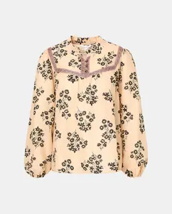 Женская блузка с длинным рукавом в принт Southern Cotton, белый