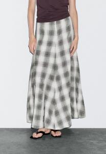Юбка Massimo Dutti LONG FLARED CHECK, Grey