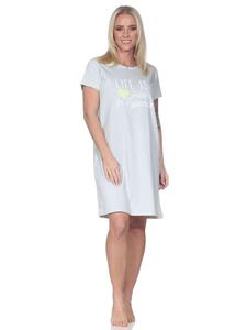 Ночная рубашка с короткими рукавами и принтом спереди, размер 126 10 802, зеленого цвета NORMANN