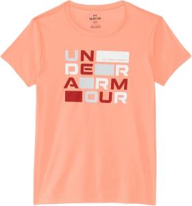 Under Armour Girls Tech Block Logo футболка с коротким рукавом, (897) Flare Orange/Earthen Orange