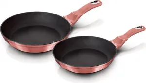 Набор сковород I-Rose 22-26 см, индукционная алюминиевая, антипригарное покрытие, титаново-розовый Berlinger Haus