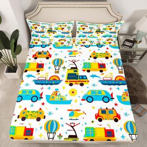 Erosebridal Детский комплект постельного белья с принтом машинок самолетов и пароходов для мальчиков, Pattern 23