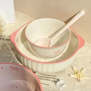 Ceramics Привлекательная кремовая керамическая чаша для риса и йогурта, набор посуды на одного человека, 3 предмета, белый