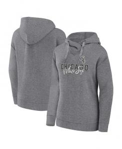 Женский пуловер с капюшоном с фирменным логотипом Heather Grey Chicago White Sox Script Favorite Fanatics, серый