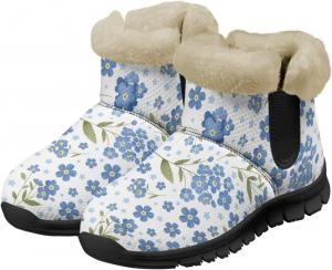 Женские зимние ботинки Jeiento Floral с цветами, легкие, пушистые, с утолщенной подошвой, противоскользящие, Blue Floral