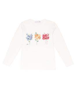 Топ из джерси с цветочным узором Monnalisa, Panna