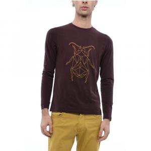 Футболка из эластичного хлопка с контрастным принтом Corneliani, Burgundy