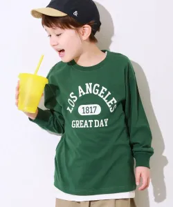 Футболка с длинным рукавом и крупным силуэтом дьявольской лабрадорши, Детская одежда. Размер 26SS Devirock, цвет 003-Logo 2-Bottle Green