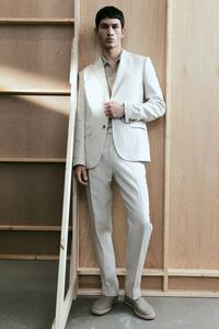 Элегантные брюки из льняной ткани классического кроя H&M, бежевый