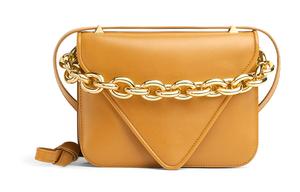 Bottega Veneta Блестящая кожаная сумка-конверт на плечо для женщин коричневого цвета