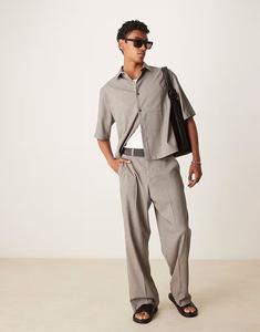 Элегантные брюки широкого кроя со складкой спереди в цвете «угольный меланж» Asos Design
