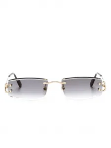 Солнцезащитные очки в прямоугольной безободковой оправе Cartier Eyewear, золотой