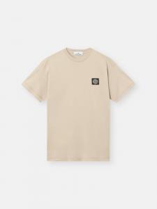 Футболка облегающего кроя с короткими рукавами и нашивкой Компас Stone Island 2100027 60/2 COTTON JERSEY, Desert