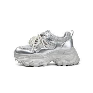 Женские кроссовки Low top Chunky с противоскользящей и износостойкой подошвой DAPHNE, серебро