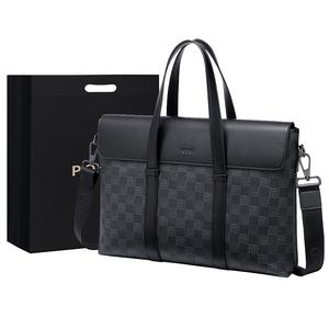 Кожаный портфель из ПВХ большого размера мужской черный POLO, черный (Стиль 5)