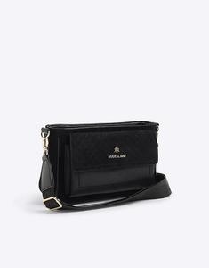 Сумка через плечо River Island Monogram из искусственной замши черного цвета