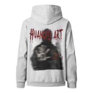 Толстовка Unisex Hooded Moderate Heavyweight HUANQIU, белый heather серый