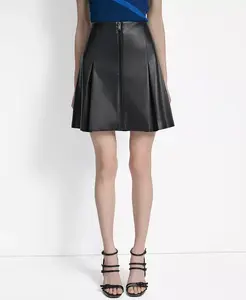 Женская юбка из искусственной кожи с застежкой-молнией спереди и складками DKNY, черный