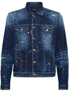 DSQUARED2 джинсовая куртка с эффектом разбрызганной краски, синий