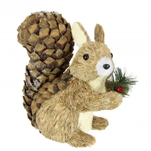 И.ГЕ.А. Декоративная фигурка "Белка" из рафии, фигурка животного, осеннее украшение, зимнее украшение, новогоднее украшение I.Ge.A., цвет natur