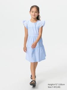 Комбинированное платье с коротким рукавом Uniqlo, 60 light blue