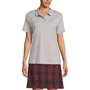 Женская школьная форма Lands End, рубашка поло с короткими рукавами и интерлоком Lands' End, цвет Gray Heather