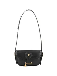 Кожаная сумка на плечо с булавкой Bally, черный