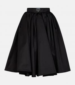 Юбка миди Re-Nylon с плиссировкой Prada, черный