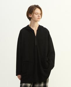 Шерстяная мини-толстовка с вафельной текстурой и застежкой-молнией до середины груди Plain People, цвет Black