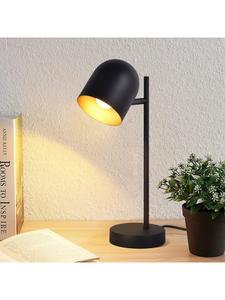 Настольная лампа E14 в черно-золотом исполнении с поворотным металлическим абажуром