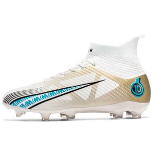 Футбольные бутсы для детей и подростков с высокой амортизацией и износостойкостью D&W, белый/золотой
